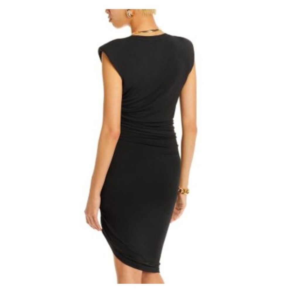 VERONICA BEARD Womens Black Asymmetric Hem Padded Shoulders Sleeveless Dress M - Picture 2 of 2